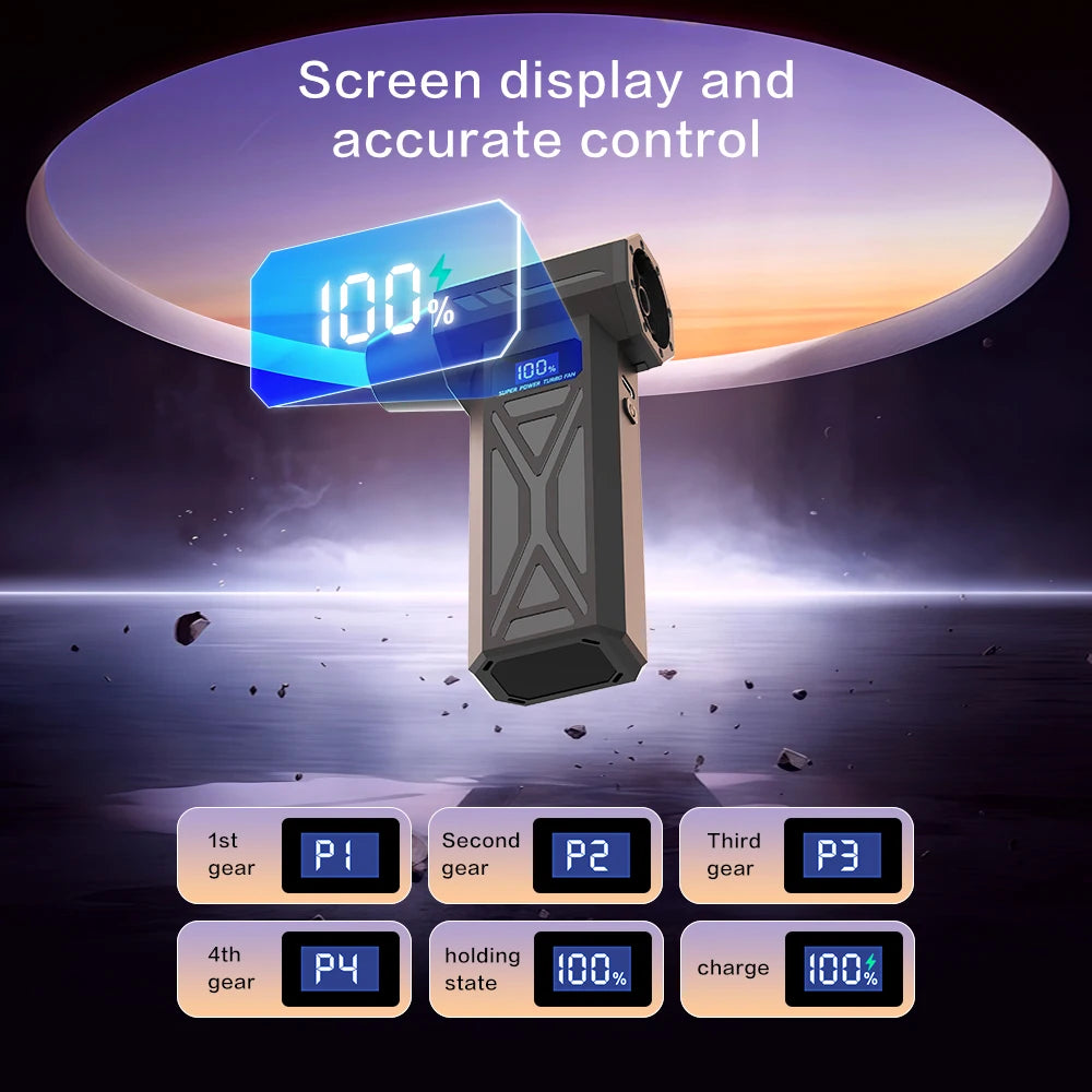 【2025 New】Wireless Jet Fan Brushless Motor Turbo Air Blower for Car Cleaning with LED Light Digital Display Portable Outdoor Use