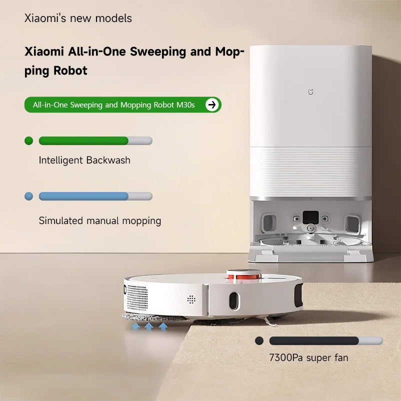 Robot Vacuum and Mop M30S ,7300Pa Strong Suction Smart Navigation APP Control Automatic Cleaning for Pet Hair Hard Floors